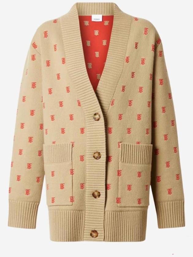 Monogram Wool Cashmere Oversized Cardigan Archive Beige - BURBERRY - BALAAN 2