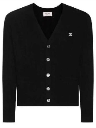 Triomphe Embroidered Cable Knit Cashmere Cardigan Black - CELINE - BALAAN 2