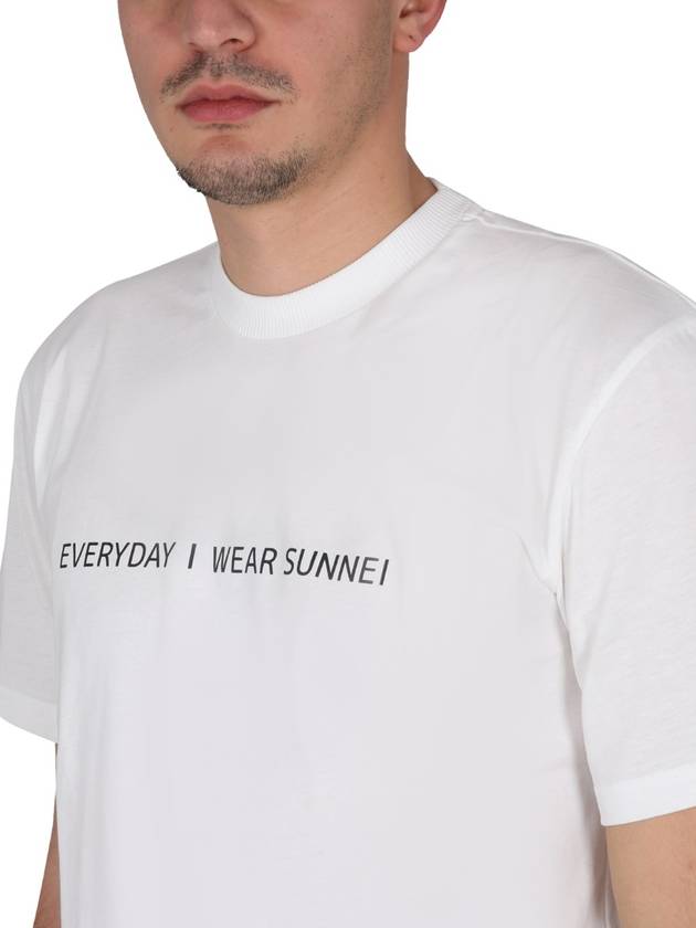 Slogan Print Crew Neck Short Sleeve T-Shirt White - SUNNEI - BALAAN 5