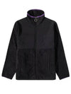 Logo Zip-up Shearling Jacket Black - AMI - BALAAN 2