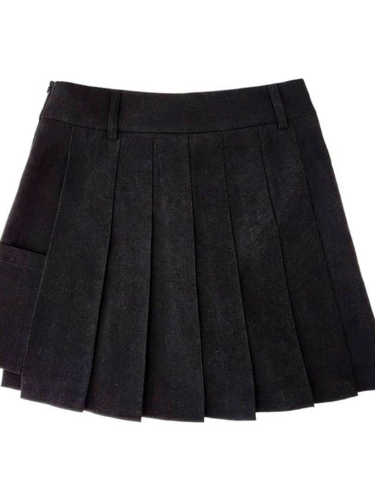 Warm Pocket Pleats Peach Brushed Pleated Skirt BLACK - MONBIRDIE GOLF - BALAAN 2