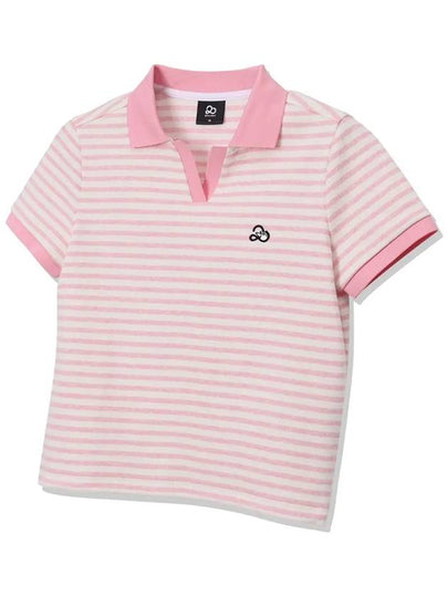 Striped String Collar T-Shirt Women PINK - 20THHOLE - BALAAN 2