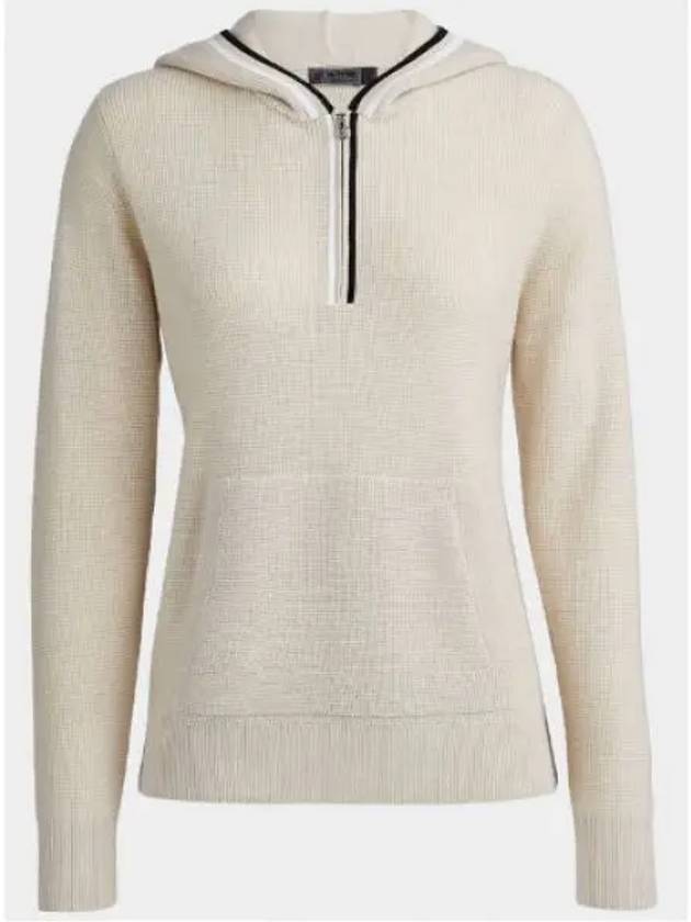 Women's Waffle Stitch Merino Wool Hoodie Quarter Zipper Sweater - G/FORE - BALAAN 2