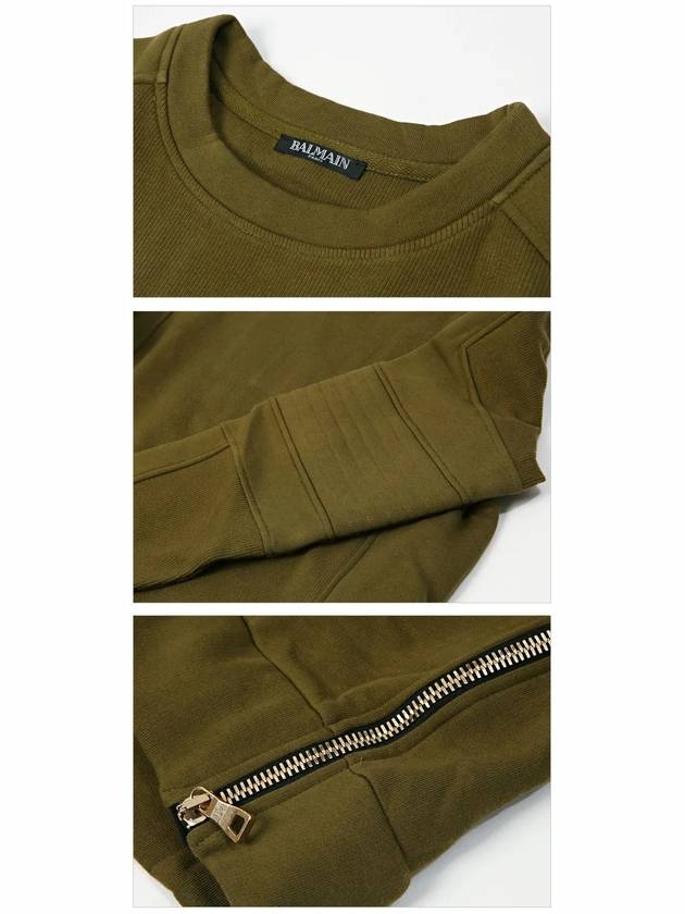 Side Zipper Biker Sweatshirt Khaki - BALMAIN - BALAAN 7