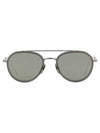 OS TB Round Pilot Frame Sunglasses Silver TB801 - THOM BROWNE - BALAAN 1