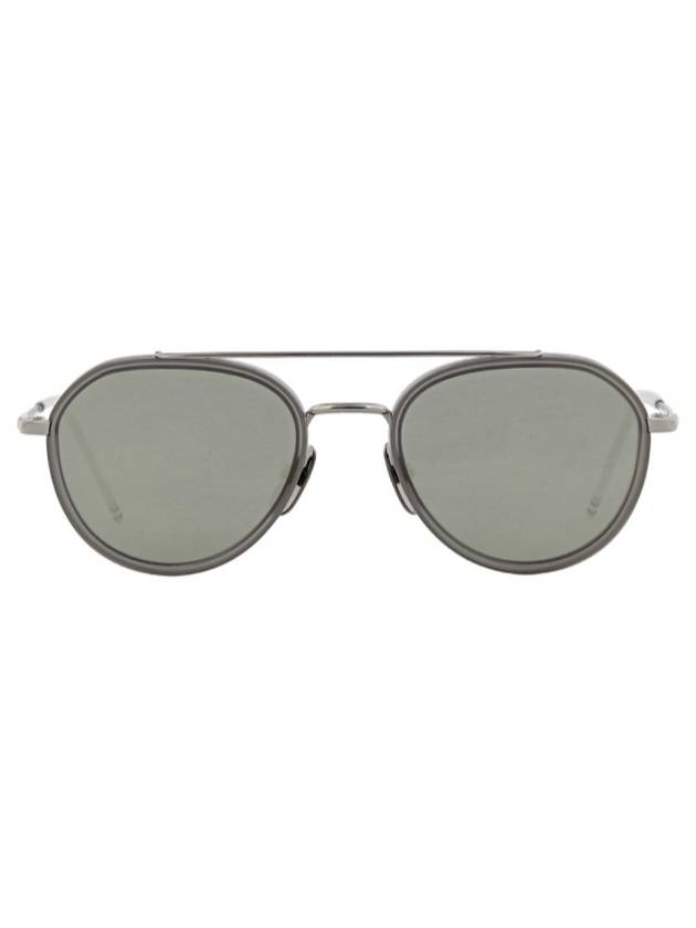 OS TB Round Pilot Frame Sunglasses Silver TB801 - THOM BROWNE - BALAAN 1