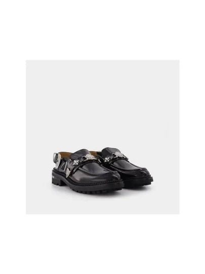 Metal buckle decorated leather slingback loafers AJ1070 BLACK POLIDO - TOGA PULLA - BALAAN 2