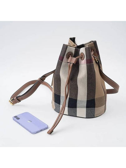 Check Small Bucket Bag Brown - BURBERRY - BALAAN 2