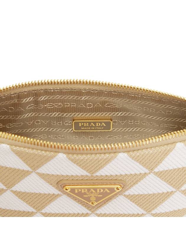 Embroidered Jacquard Fabric Mini Bag Beige Chalk White - PRADA - BALAAN 11