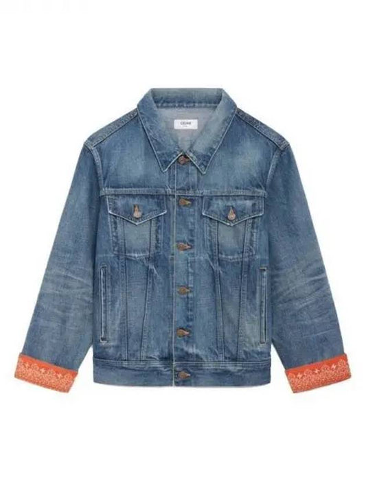 Union Washing Bandana Trucker Denim Jacket Blue - CELINE - BALAAN 2