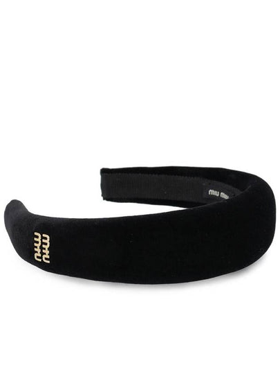 Metal Logo Velvet Hairband Black - MIU MIU - BALAAN 2