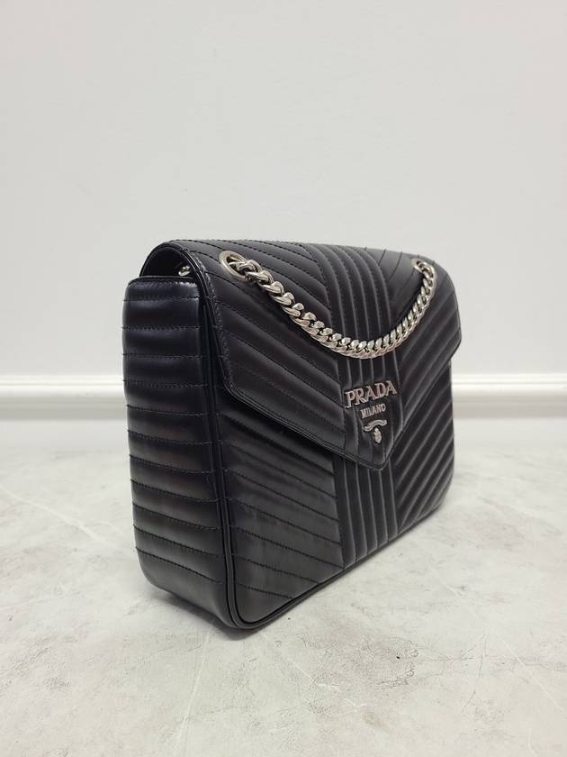 Black Diagram Soft Chain Shoulder Bag - PRADA - BALAAN 3