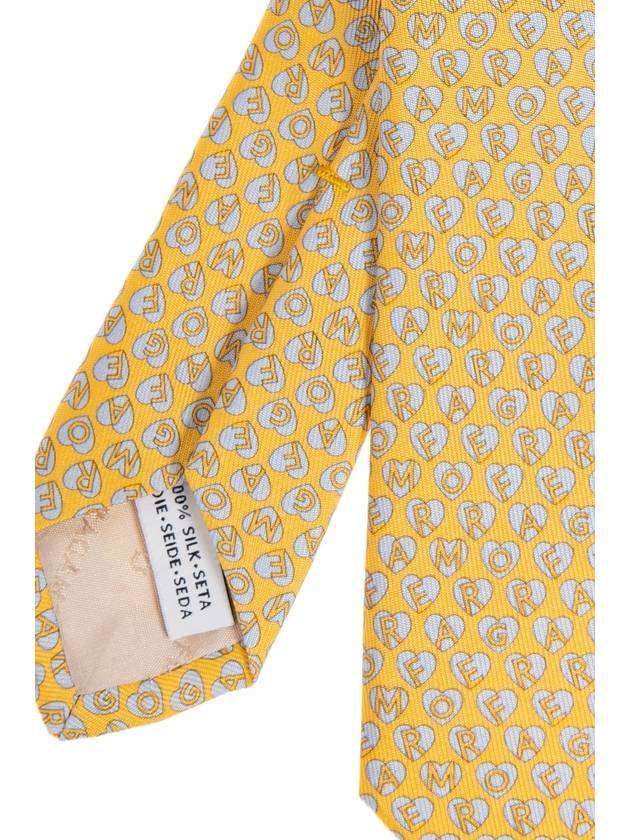 FERRAGAMO Patterned Tie In Silk, Men's, Yellow - SALVATORE FERRAGAMO - BALAAN 4