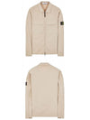 Wappen Patch Double Pocket Cotton Zip-Up Jacket Beige - STONE ISLAND - BALAAN 5