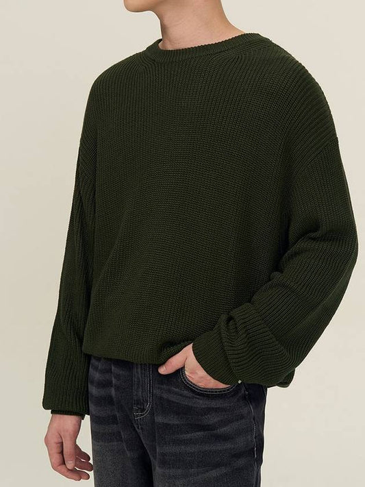 Crew Neck Hachi Knit Top Khaki - EXCONTAINER - BALAAN 2