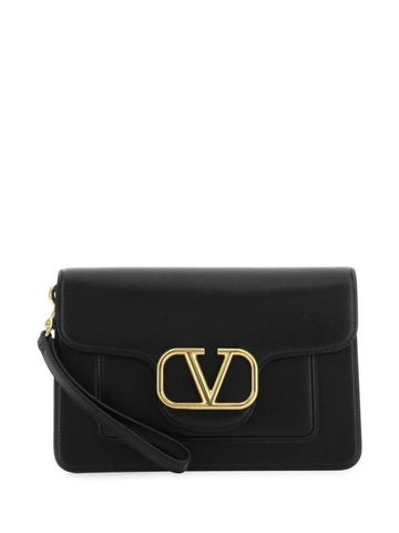 Garavani V Logo Signature Clutch Bag Black - VALENTINO - BALAAN 1