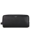 Grained Logo Pouch Bag Black - SAINT LAURENT - BALAAN 3