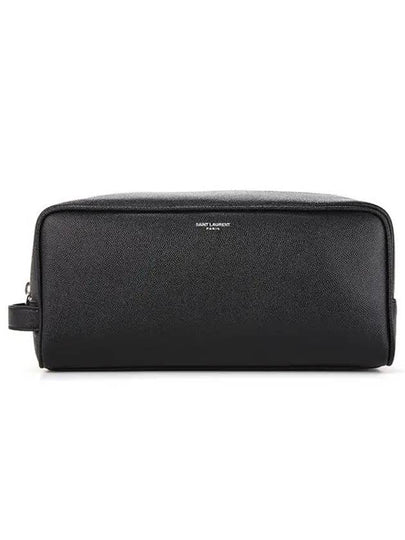 Grained Logo Pouch Bag Black - SAINT LAURENT - BALAAN 2