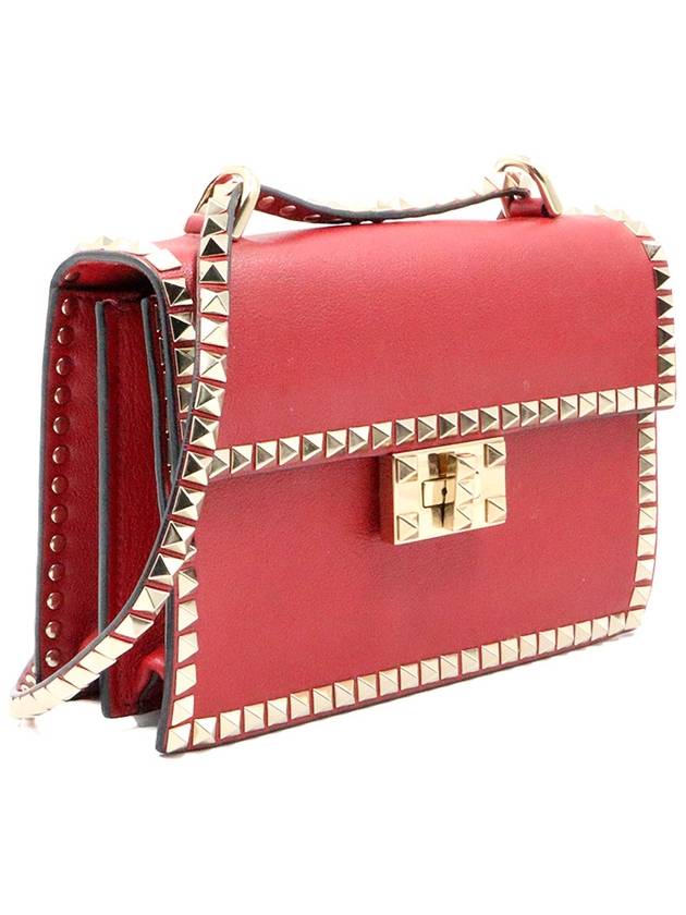 Women s Valentino QW2B0C45KTQ Red Leather Garavani Rockstud Two Way Bag gt 2WAY Gangbuk used luxury goods - VALENTINO - BALAAN 4