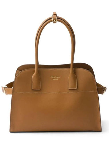 Medium Leather Tote Bag Caramel - PRADA - BALAAN 1