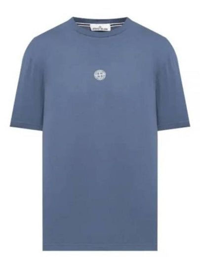 Chest Logo Print Short Sleeve T-Shirt Avio Blue - STONE ISLAND - BALAAN 2