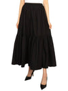 Flounce Maxi Skirt Black F7919 - GANNI - BALAAN.