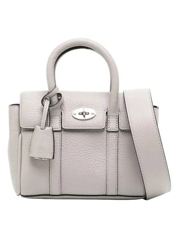 Bayswater Mini Heavy Grain Shoulder Bag Pale Grey - MULBERRY - BALAAN 1