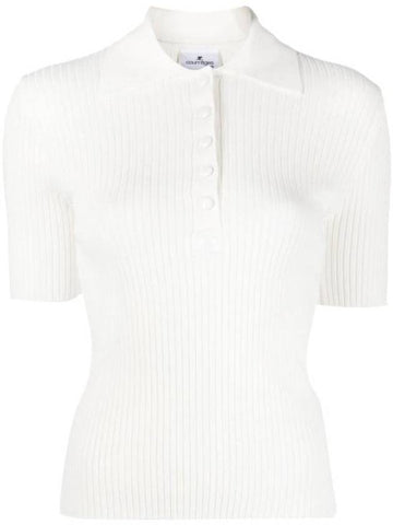 Logo Polo Short Sleeve Knit Top White - COURREGES - BALAAN 1