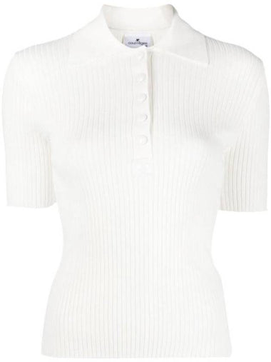 Logo Polo Short Sleeve Knit Top White - COURREGES - BALAAN 1