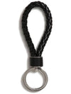 Intrecciato Leather Key Holder  Black - BOTTEGA VENETA - BALAAN 4