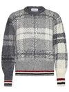 Tartan Check Jacquard Wool Mohair Knit Top Grey - THOM BROWNE - BALAAN 2