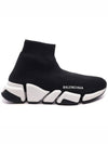 Women's Speed 2.0 Trainer Black Knit White Sole High Top Sneakers Black - BALENCIAGA - BALAAN 2