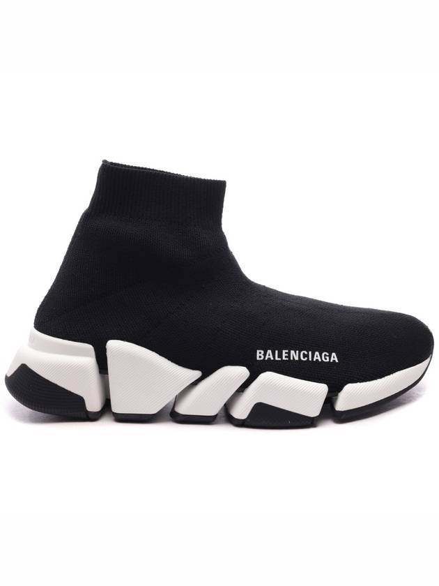 Women's Speed 2.0 Trainer Black Knit White Sole High Top Sneakers Black - BALENCIAGA - BALAAN 2