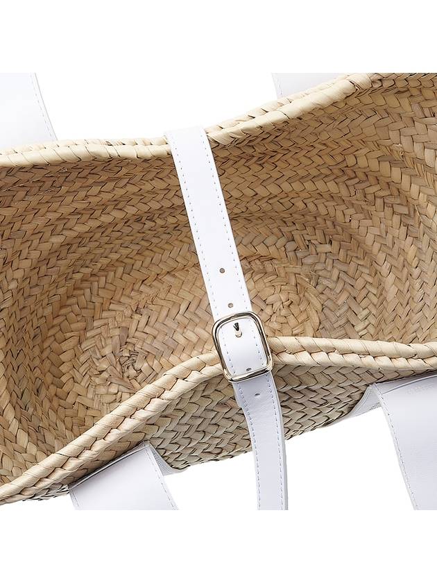 Sense Medium Raffia Basket Tote Bag Beige White - CHLOE - BALAAN 10