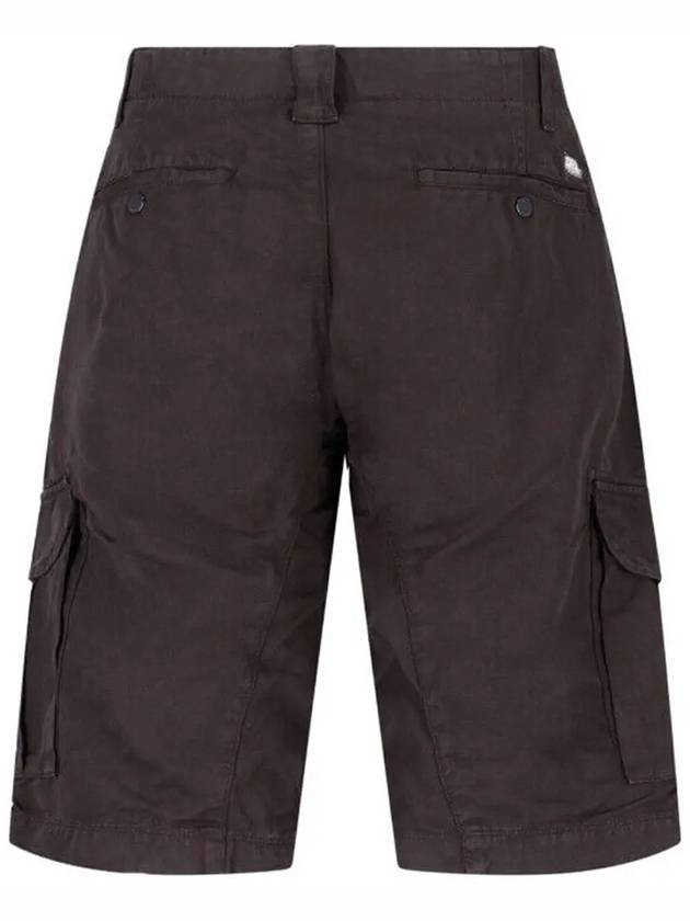 Men's Linen Bermuda Cargo Shorts Black - CP COMPANY - BALAAN 4