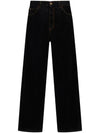 Garment Dyed Flock Denim Cotton Straight Jeans Black - MARNI - BALAAN 1