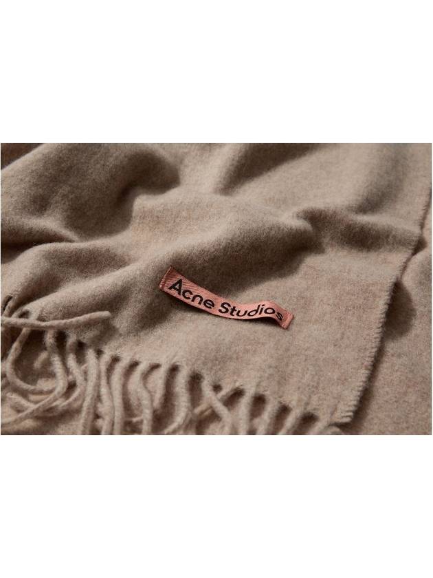 Logo Wool Fringe Scarf Oatmeal Melange - ACNE STUDIOS - BALAAN 4