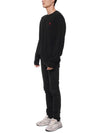 Heart Embroidered Logo Crew Neck Knit Top Black - AMI - BALAAN 5