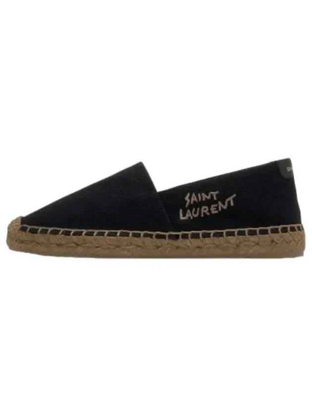 Logo embroidered espadrille black sneakers - SAINT LAURENT - BALAAN 1