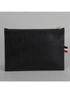 Three Stripes Tab Leather Clutch Bag Black - THOM BROWNE - BALAAN 4