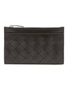 Intrecciato Zipper Single Card Wallet Black - BOTTEGA VENETA - BALAAN 3