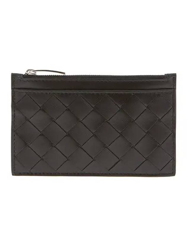 Intrecciato Zipper Single Card Wallet Black - BOTTEGA VENETA - BALAAN 2