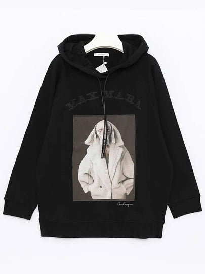 Lillo Graphic Print Cotton Hoodie Black - MAX MARA - BALAAN 2