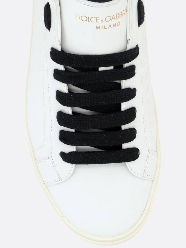 Calfskin Portofino Vintage Sneakers White Black - DOLCE&GABBANA - BALAAN 5