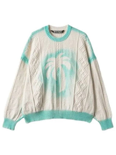 round neck sweater ivory - PALM ANGELS - BALAAN 1