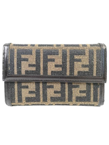 Zucca pattern brown canvas wallet - FENDI - BALAAN 1