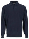 Men's Knit Long Sleeve Polo Shirt Dark Blue - BRUNELLO CUCINELLI - BALAAN 2