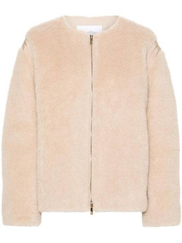 Wool Zip-Up Jacket Beige - MAX MARA - BALAAN 1