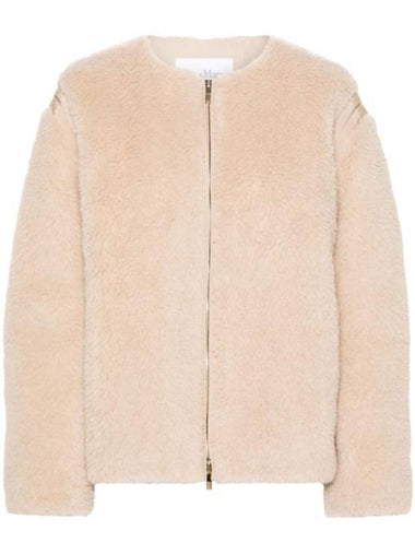 Wool Zip-Up Jacket Beige - MAX MARA - BALAAN 1