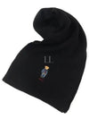 Embroidered Bear Wool Muffler Black - POLO RALPH LAUREN - BALAAN 2